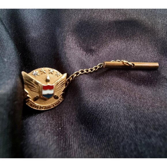 Vintage United Airlines 1/10 10K Gold  Lapel Tie Tack Pin - Picture 3 of 5